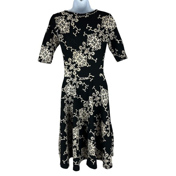LuLaRoe Size XS Black & Beige Floral Pattern Midi Dress - Picture 3 of 5